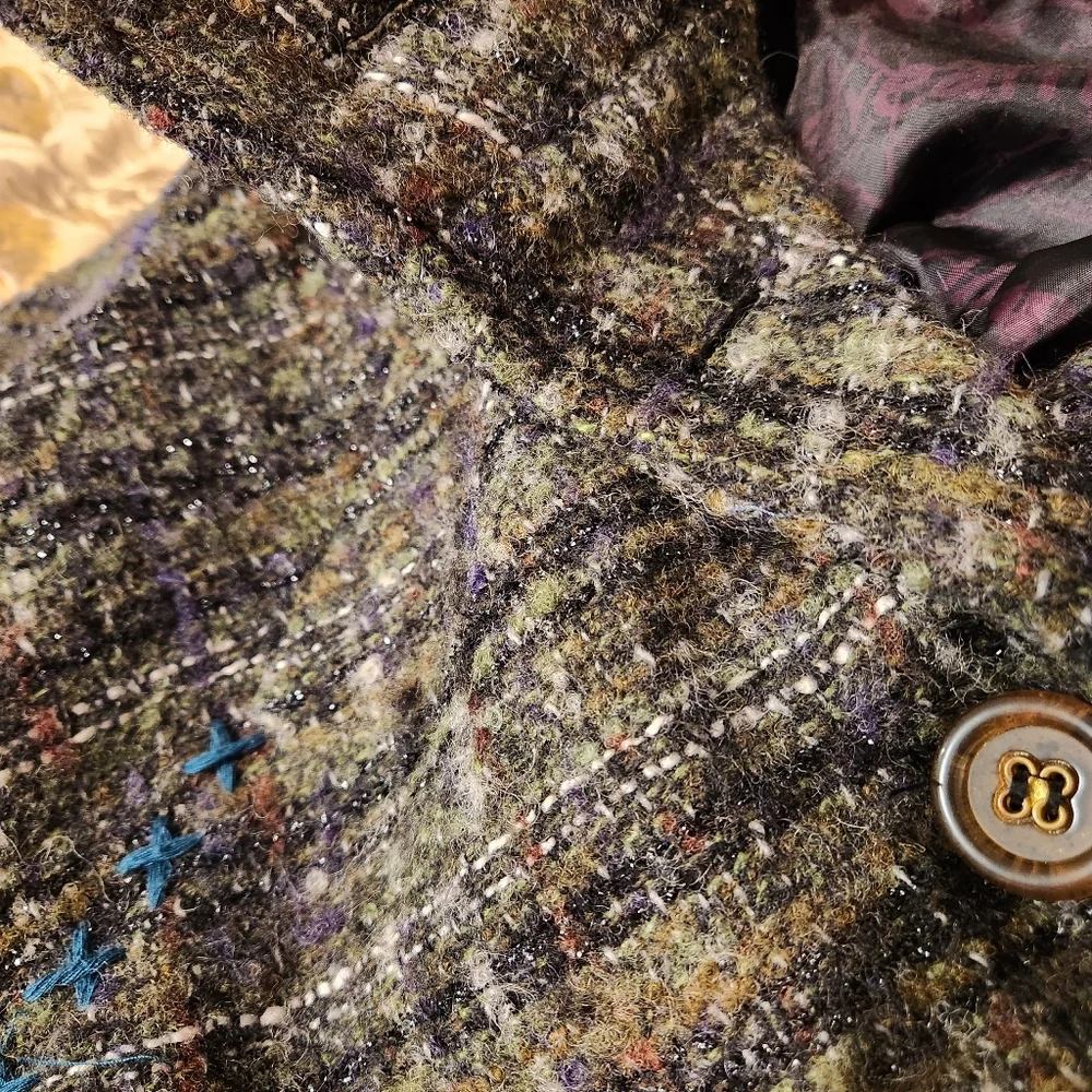 Desigual wool coat size 44 or Large gray/brown with subtle black metallic thread - Picture 7 of 14